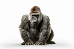 Gorilla isolated on a white background. 3d rendering. Ai Generated photo