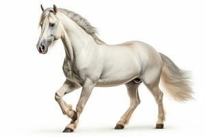 Horse standing in front of a white background. Isolated image. Ai Generated photo