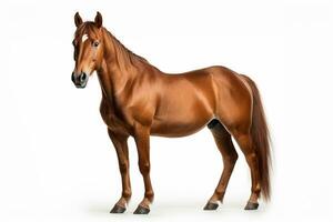 Horse standing in front of a white background. Isolated image. Ai Generated photo