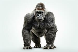 Gorilla isolated on a white background. 3d rendering. Ai Generated photo