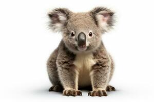 coala oso aislado en blanco antecedentes con recorte camino. australiano nativo animal. ai generado foto