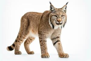 Eurasian lynx, isolated on white background, side view Ai Generated photo