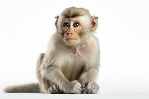 retrato de un mono en un blanco antecedentes. estudio disparo. ai generado foto