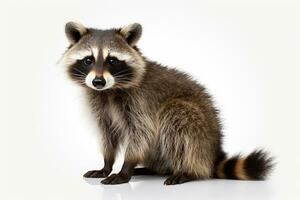 Portrait of a raccoon sitting on a white background, isolated Ai Generated photo