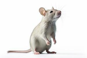 White domestic rat on a isolated background. The rat is a symbol of 2020. Ai Generated photo