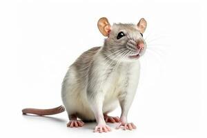 White domestic rat on a isolated background. The rat is a symbol of 2020. Ai Generated photo