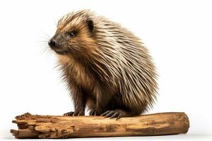 Hedgehog isolated on white background. Clipping path included. Ai Generated photo