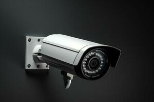 3d rendering of security camera or cctv on grey background Ai Generated photo