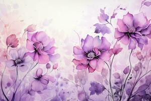 Abstract floral background. Watercolor painting. Hand-drawn illustration. Ai Generated photo