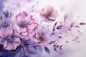 Abstract floral background. Watercolor painting. Hand-drawn illustration. Ai Generated photo