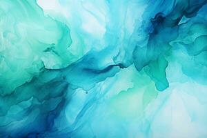 Abstract blue watercolor background. Hand drawn illustration with copy space for text. Ai Generated photo