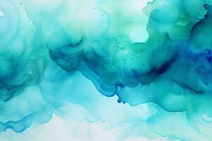 Abstract blue watercolor background. Hand drawn illustration with copy space for text. Ai Generated photo