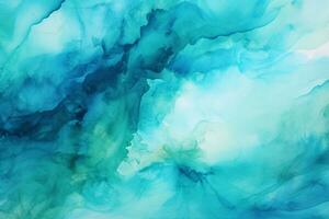 Abstract blue watercolor background. Hand drawn illustration with copy space for text. Ai Generated photo