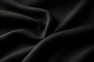 close up of rippled black satin fabric cloth texture background Ai Generated photo