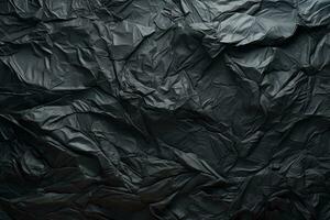 Black crumpled paper background. Texture of crumpled paper. Ai Generated photo