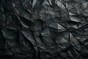 Black crumpled paper background. Texture of crumpled paper. Ai Generated photo
