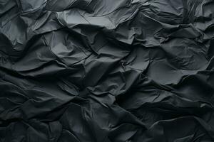 Black crumpled paper background. Texture of crumpled paper. Ai Generated photo