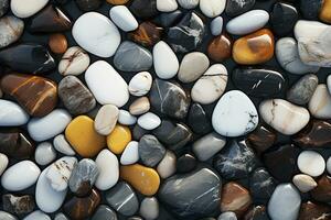 Colorful stones background. Multicolored pebbles background. Ai Generated photo