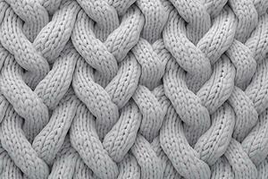 White knitted fabric background. Close-up of the texture of a knitted fabric Ai Generated photo