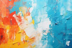 abstract background of acrylic paint in blue, orange and pink colors Ai Generated photo