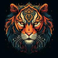 Tiger head . Vector illustration for your design. Ai Generated photo