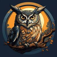 Colorful owl on dark background. Vector illustration for your design. photo