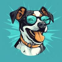 retrato de un bernés montaña perro con Gafas de sol. vector ilustración. ai generado foto