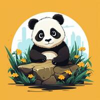 panda bear vector illustration in cartoon style vector illustration Ai Generated photo