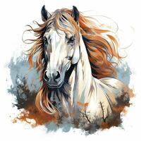 Horse portrait in watercolor style. Vector illustration of a horse. Ai Generated photo