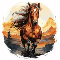 Horse portrait in watercolor style. Vector illustration of a horse. Ai Generated photo