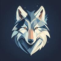 Illustration of wolf head in a shield. Vector illustration for t shirt print. Ai Generated photo