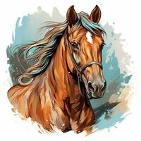 Horse portrait in watercolor style. Vector illustration of a horse. Ai Generated photo