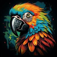 Parrot with flowers. Vector illustration for tattoo or t shirt design Ai Generated photo