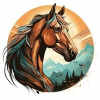 Horse on the background of the full moon. Vector illustration. Ai Generated photo