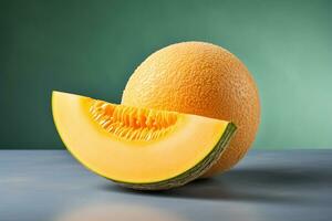 Melon isolated on white background. Clipping path included for easy extraction. Ai Generated photo