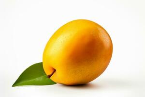 Mango with leaf isolated on a white background. Ai Generated photo