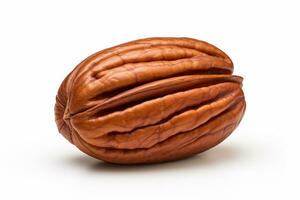 Pecan nuts isolated on white background. Clipping path included Ai Generated photo