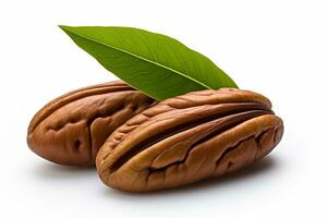 Pecan nuts isolated on white background. Clipping path included Ai Generated photo