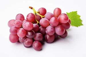 Bunch of red grapes isolated on white background with copy space. Ai Generated photo