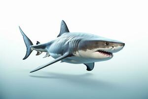 3D Render of a Great White Shark isolated on white background. Ai Generated photo