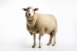 Sheep isolated on white background, close-up, studio shot Ai Generated photo