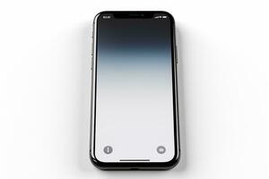 Realistic 3D Render of Black Smartphone Isolated on White Background Ai Generated photo