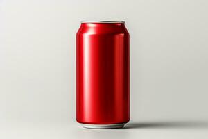 Aluminum soda can mockup on white background. 3d rendering Ai Generated photo