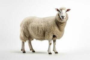 Sheep isolated on white background, close-up, studio shot Ai Generated photo