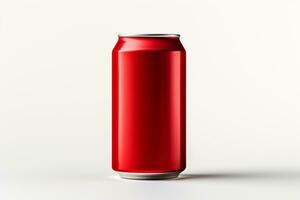 Aluminum soda can mockup on white background. 3d rendering Ai Generated photo