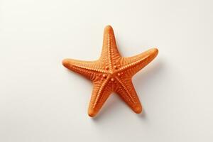 Orange starfish isolated on white background. 3d render illustration. Ai Generated photo