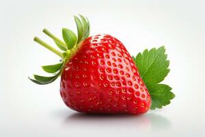 Strawberries isolated on white background. Fresh strawberries with leaves. Ai Generated photo