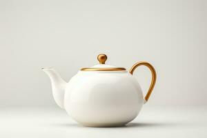 White ceramic teapot on white background. 3d rendering. Ai Generated photo