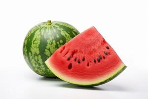 Watermelon isolated on white background with clipping path. Fresh fruit Ai Generated photo