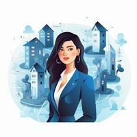 Real estate agent, real estate business Business concept. Vector illustration in flat style Ai Generated photo